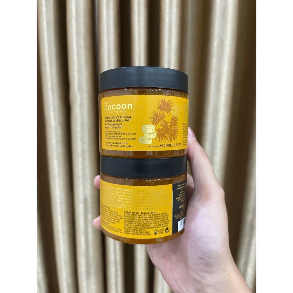 Tẩy Tế Bào Chết Body Đường Thốt Nốt An Giang Cocoon Palmyra Palm Sugar Body Polish Làm Sạch Da, Giúp Da Mềm Mịn 200ml