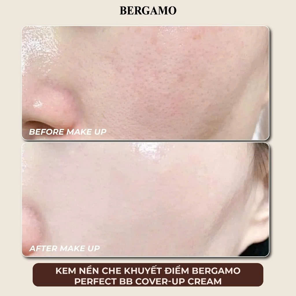 Kem Nền Che Khuyết Điểm Bergamo Perfect Bb Cover-up Cream SPF 50+/PA+++ Kiềm Dầu, Bền Màu & Lâu Trôi Hàn Quốc 50ml