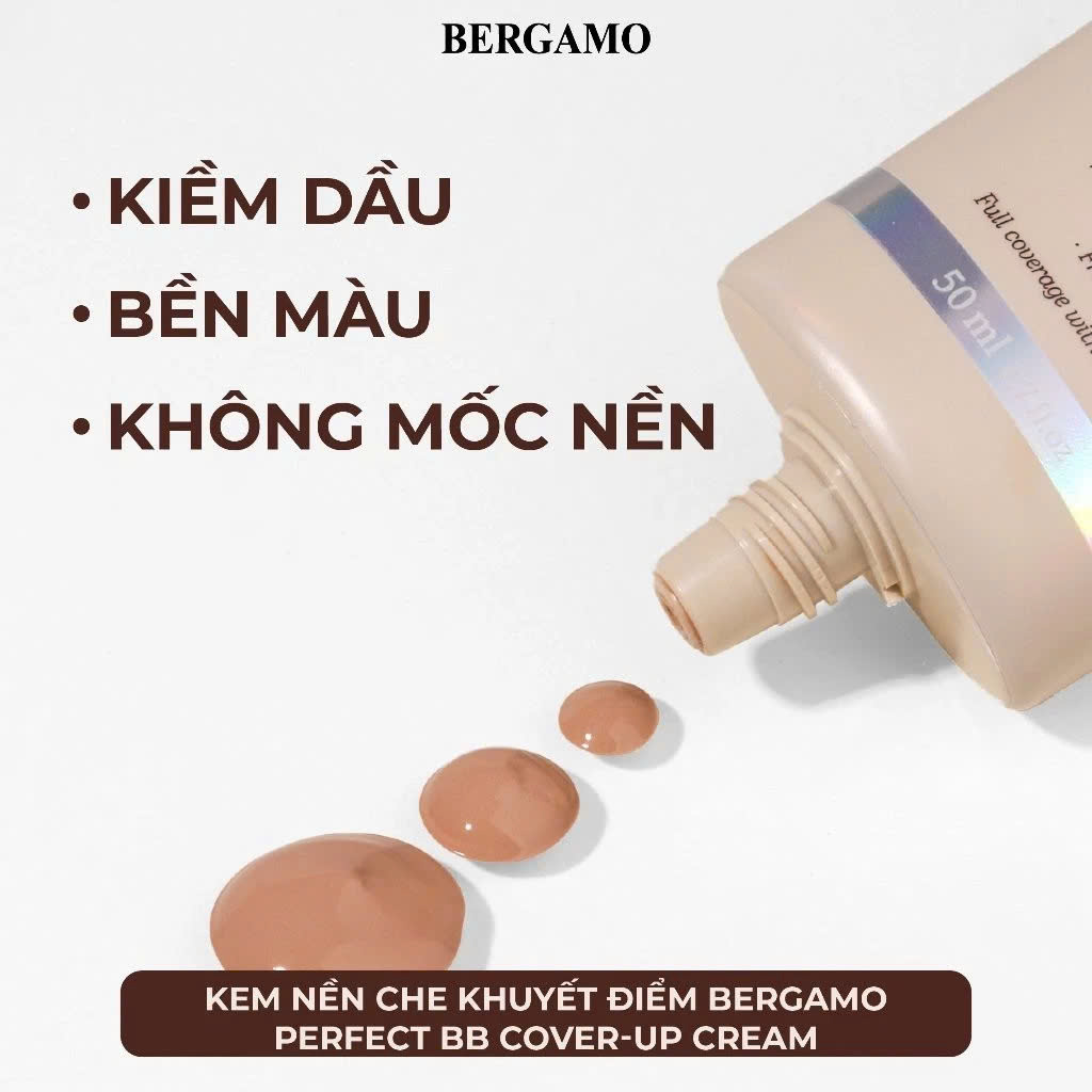 Kem Nền Che Khuyết Điểm Bergamo Perfect Bb Cover-up Cream SPF 50+/PA+++ Kiềm Dầu, Bền Màu & Lâu Trôi Hàn Quốc 50ml