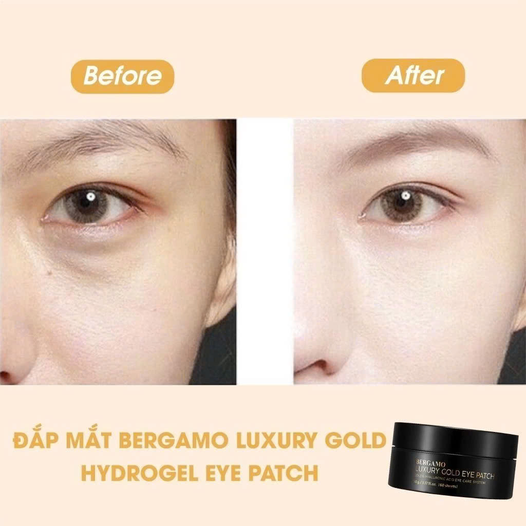Mặt Nạ Đắp Mắt Vàng Giảm Quần Thâm Mắt, Tươi Trẻ Làn Da Bergamo Luxury Gold Hydrogel Eye Patch (60pcs) Hàn Quốc 90g