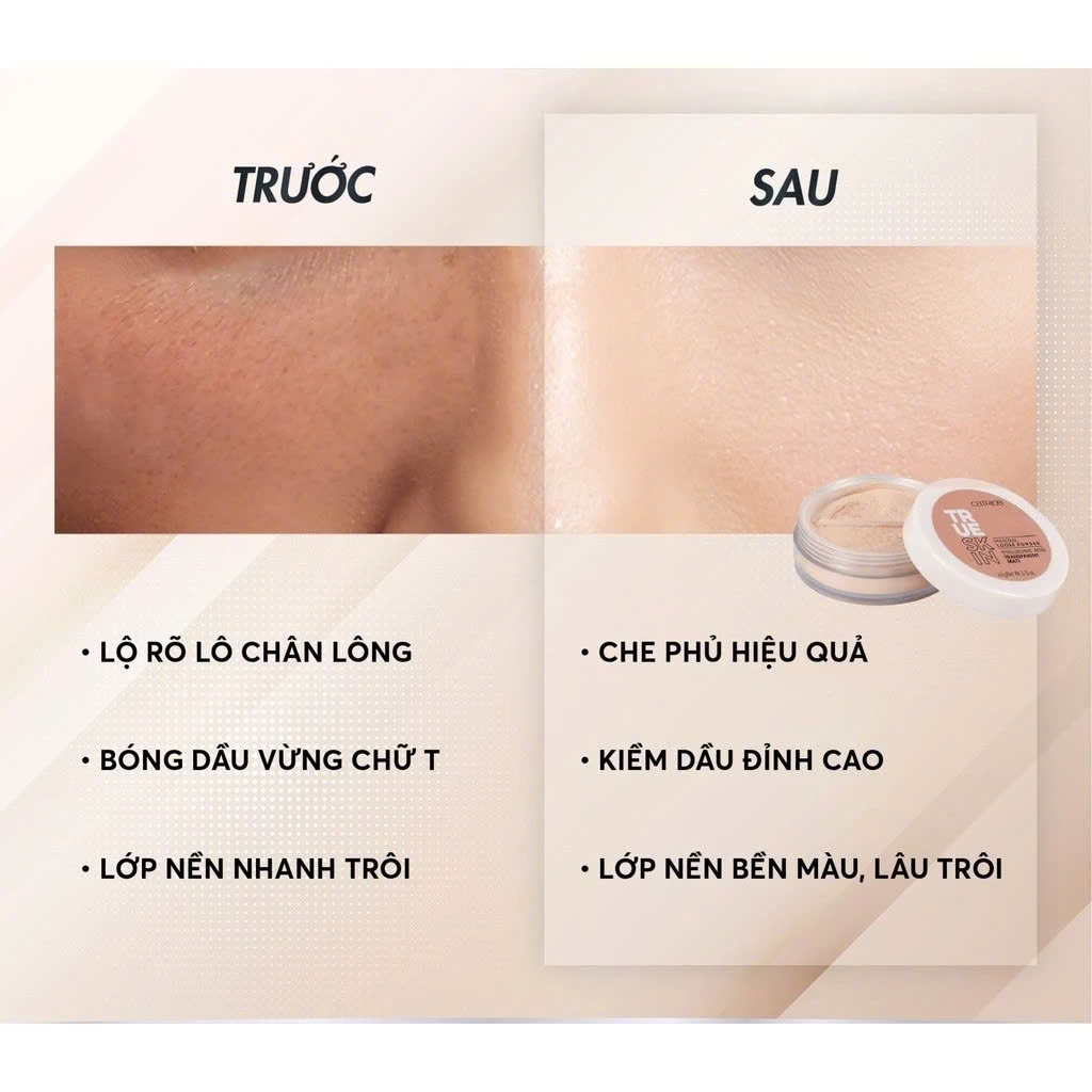 Phấn Phủ Dưỡng Ẩm, Kiềm Dầu & Bảo Vệ Da Catrice True Skin Mineral Loose Powder 4,5g