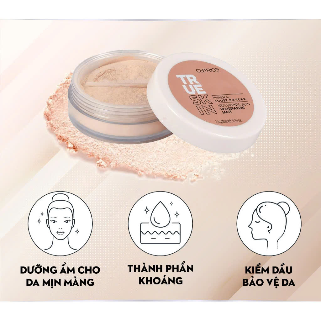 Phấn Phủ Dưỡng Ẩm, Kiềm Dầu & Bảo Vệ Da Catrice True Skin Mineral Loose Powder 4,5g