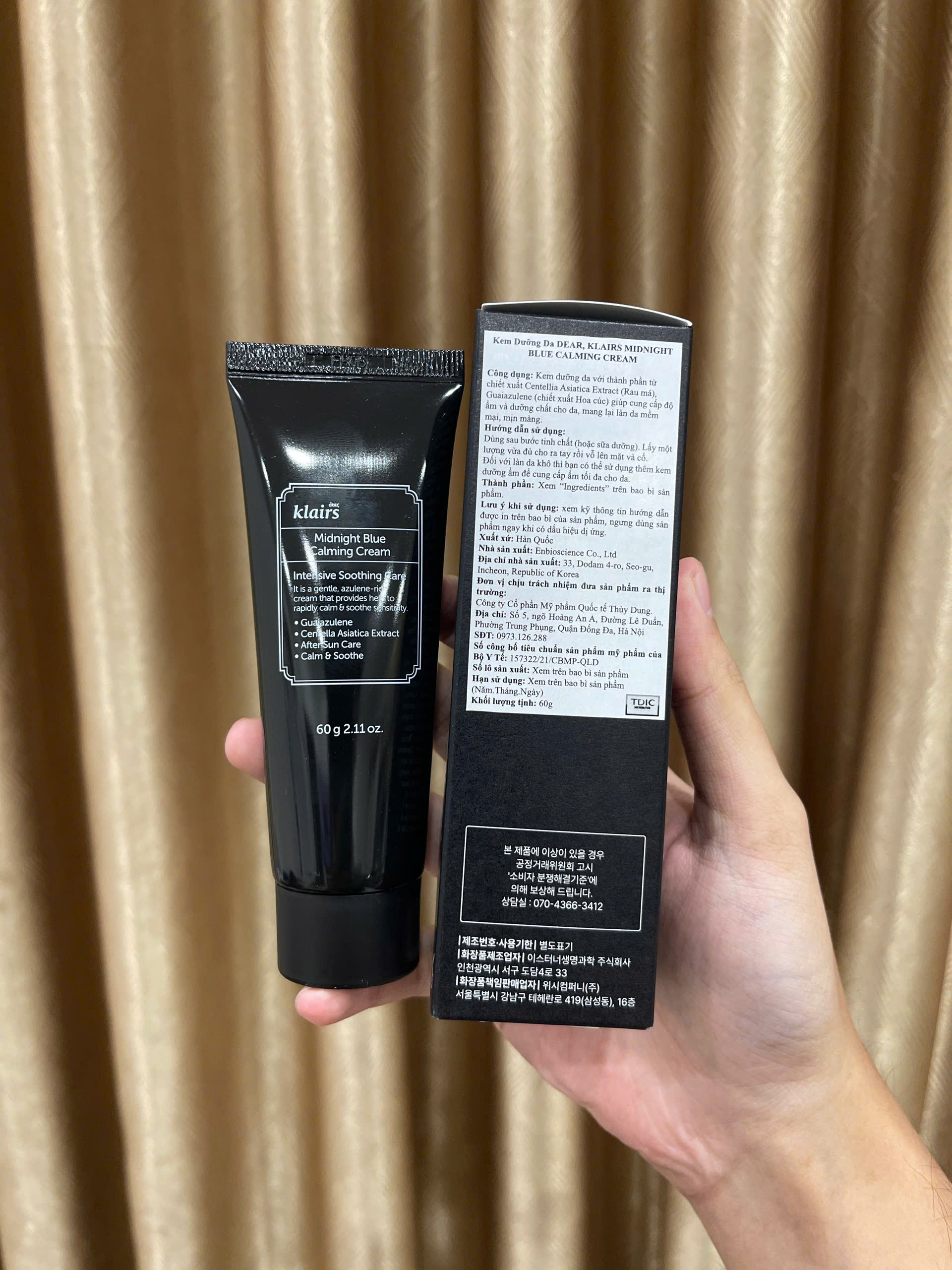 Kem dưỡng phục hồi, dưỡng ẩm da Klairs Midnight Blue Calming Cream (Tuýp 60g)