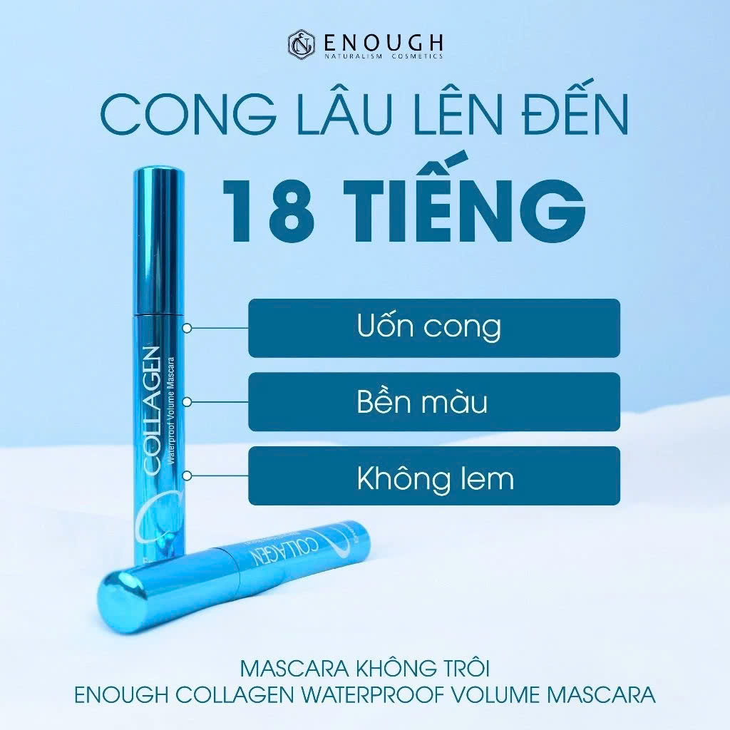 Mascara Bền Màu, Không Trôi Enough Collagen Waterproof Volume Duy Trì Hàng Mi Cong Vút Mascara Hàn Quốc 9ml
