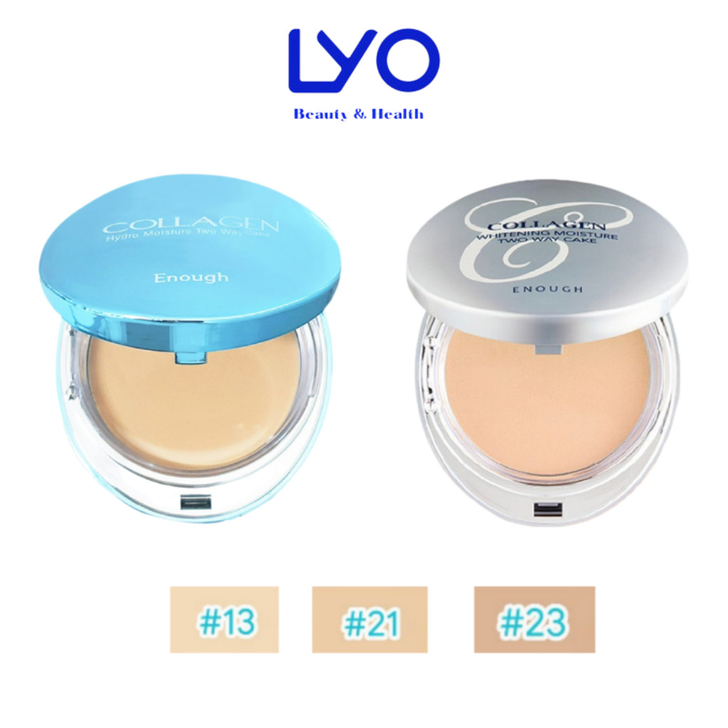 Phấn Phủ 2 Lõi Collagen Enough Twoway Cake Che Khuyết Điểm, Kiểm Soát Dầu Thừa Hàn Quốc 13g+13g