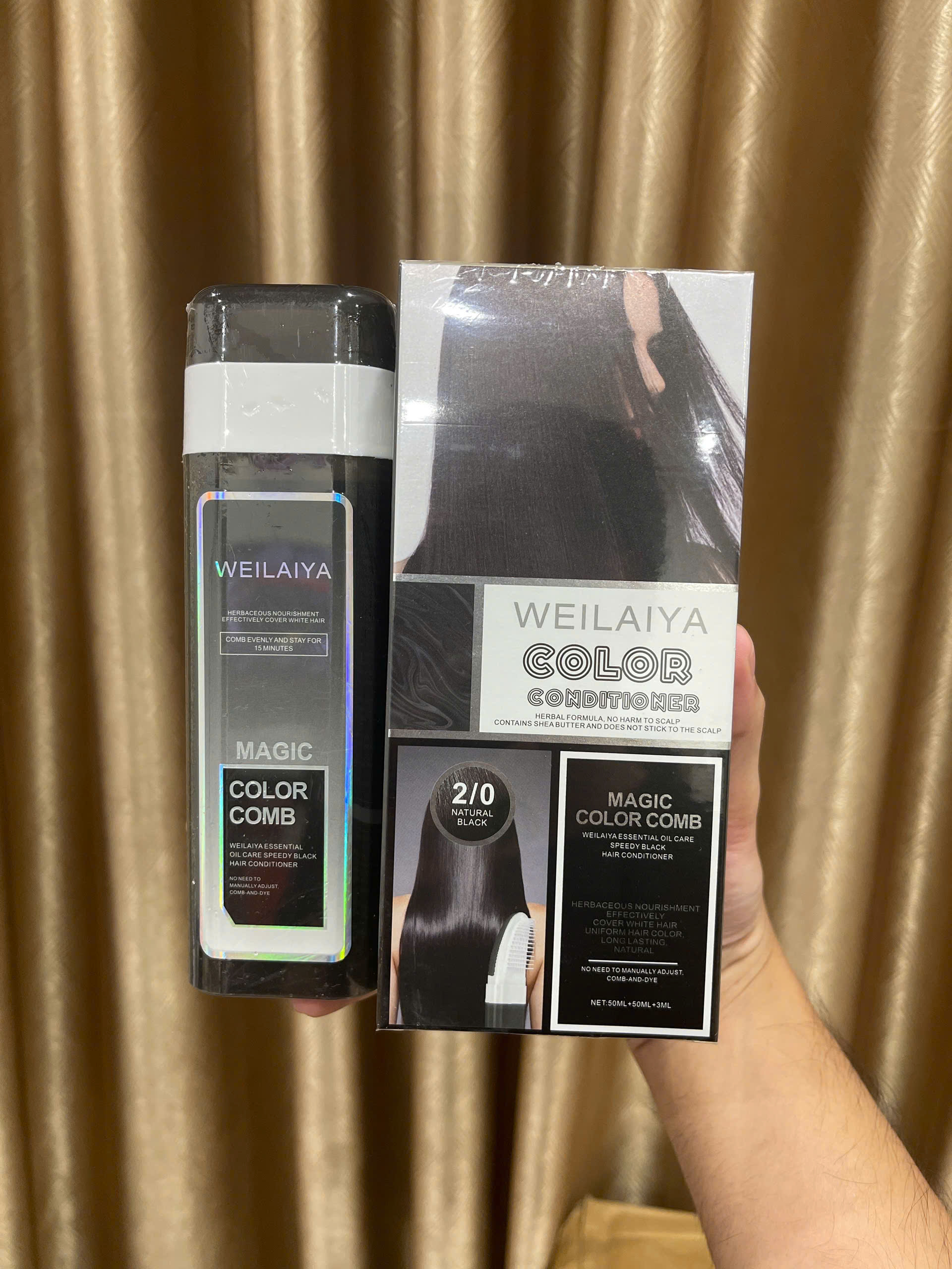 Dầu Gội Phủ Bạc Giúp Làm Đen Tóc, Kích Thích Mọc Tóc Chắc Khỏe Weilaiya Magic Color Comb 3 Màu Sắc Thời Trang 100ml