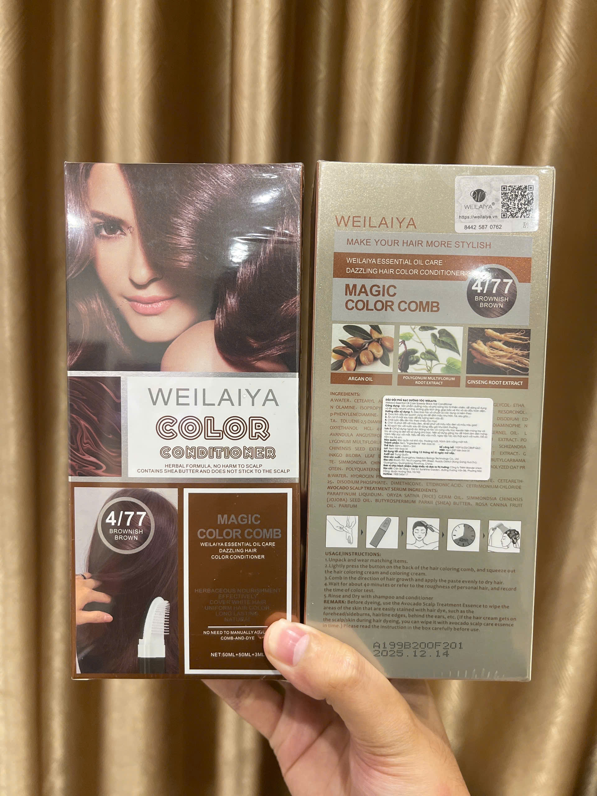 Dầu Gội Phủ Bạc Giúp Làm Đen Tóc, Kích Thích Mọc Tóc Chắc Khỏe Weilaiya Magic Color Comb 3 Màu Sắc Thời Trang 100ml