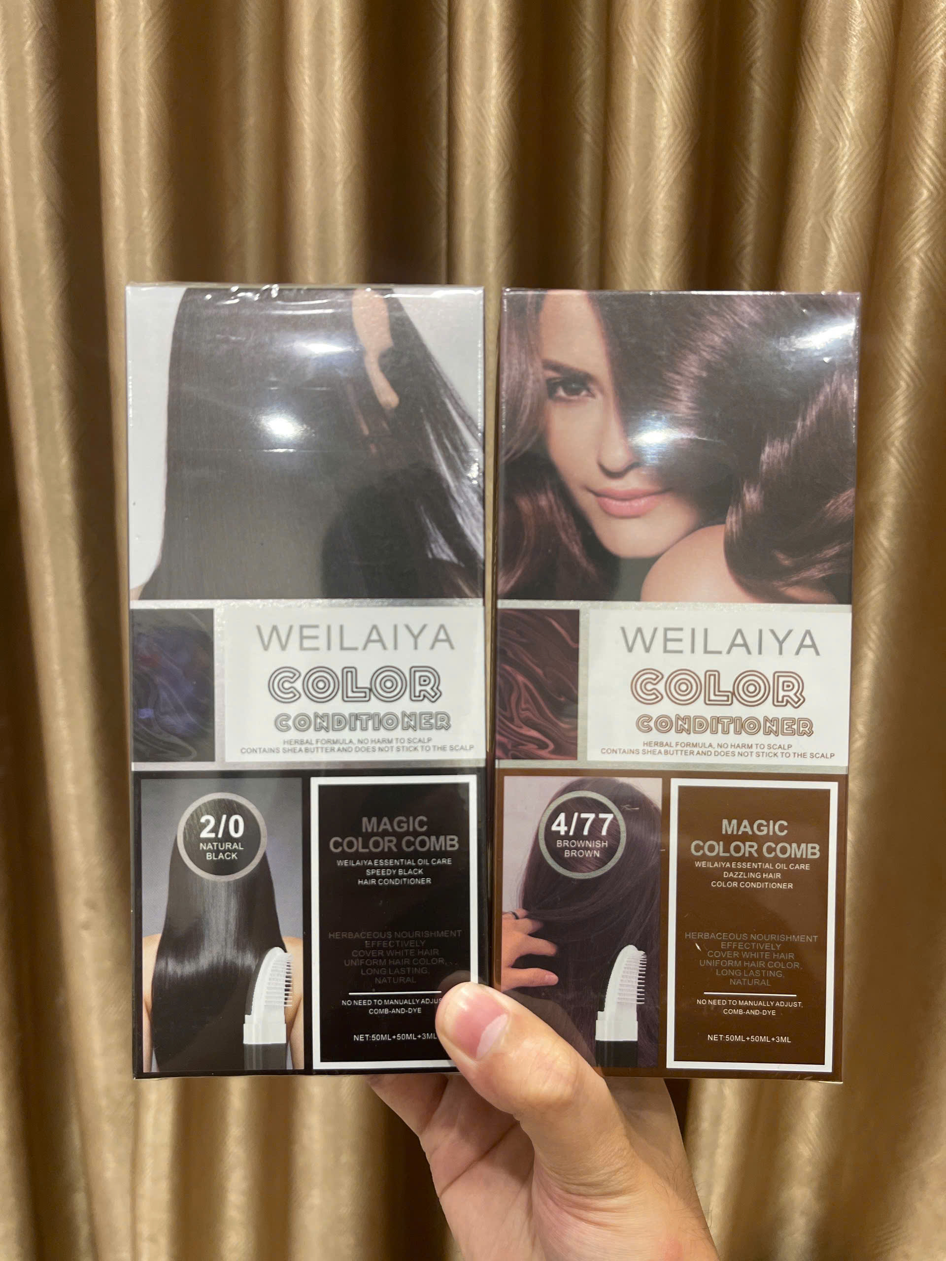 Dầu Gội Phủ Bạc Giúp Làm Đen Tóc, Kích Thích Mọc Tóc Chắc Khỏe Weilaiya Magic Color Comb 3 Màu Sắc Thời Trang 100ml