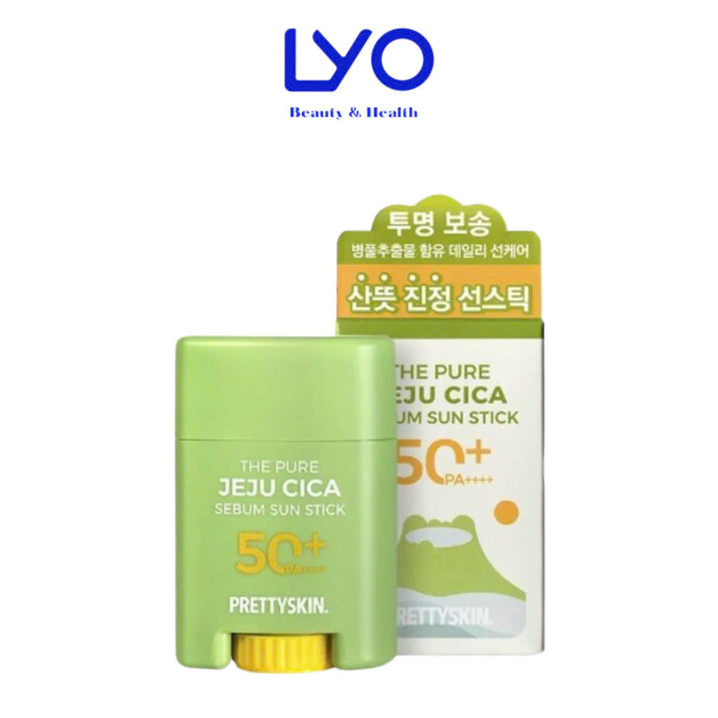 Kem Chống Nắng Rau Má Phổ Rộng Dạng Lăn Pretty Skin The Pure Jeju Cica Sebum Sun Stick 50+ PA++++ Prettyskin Bảo Vệ Da