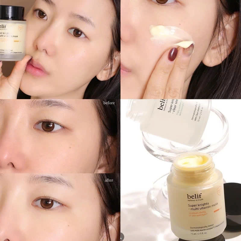 Mặt Nạ Ngủ Dưỡng Sáng, Cấp Ẩm & Phục Hồi Da Chuyên Sâu Belif Super Knight Multi Vitamin Mask Anh Quốc 75ml