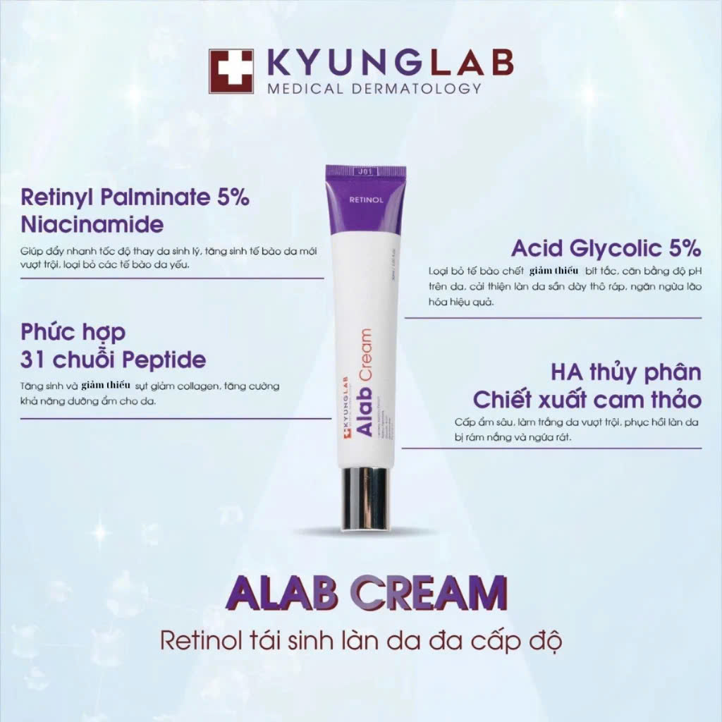 Kem Dưỡng Trẻ Hóa Da, Giảm Mụn, Chống Lão Hóa Kyung Lab Alab Cream Retinol Hàn Quốc 30ml