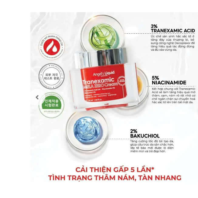 Kem Dưỡng Giảm Thâm Nám Tàn Nhang Chuyên Biệt Angel's Liquid Tranexamic Mela Zero Cream Hàn Quốc 50ml