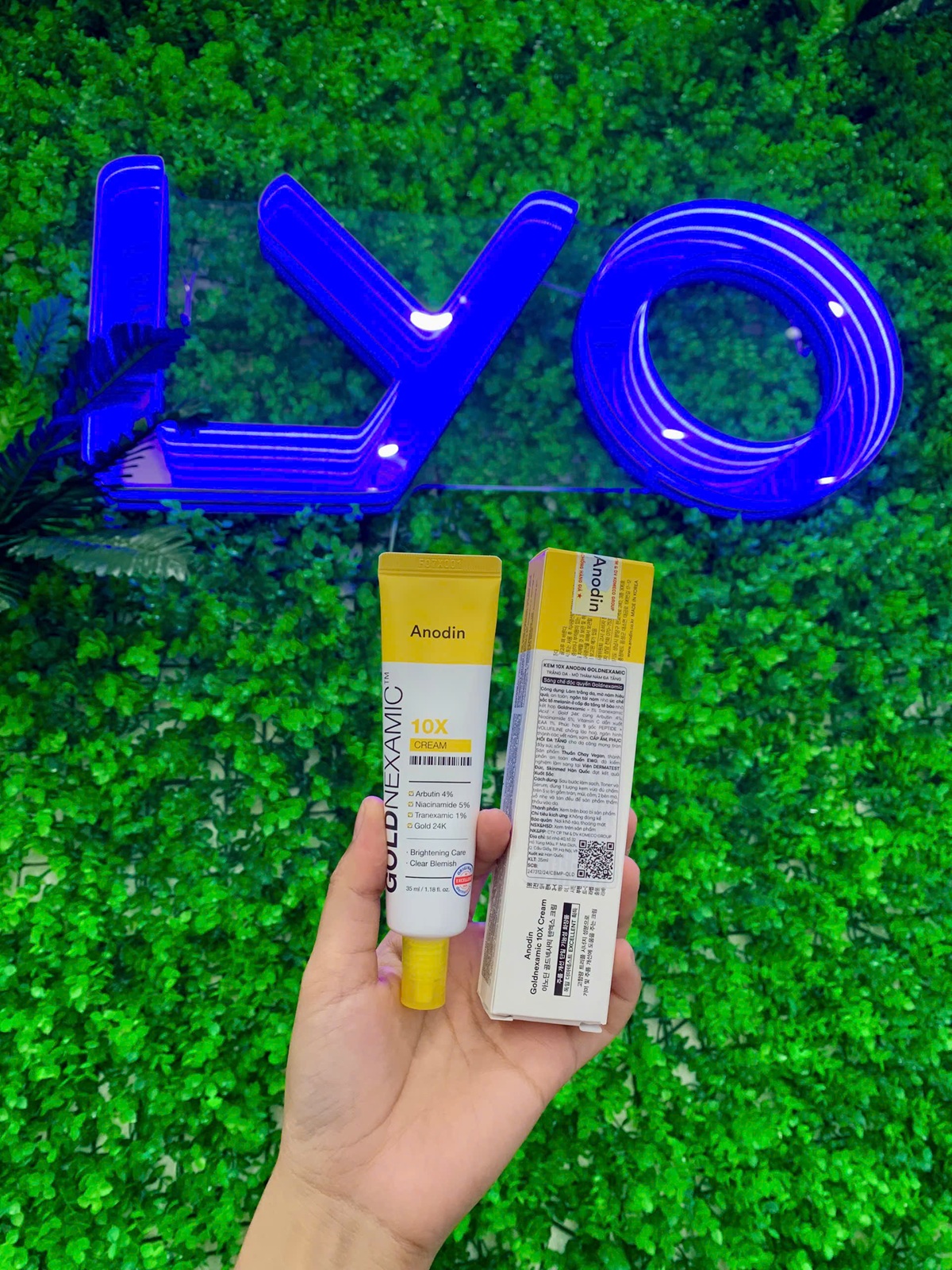 Kem Dưỡng Sáng, Mờ Thâm Nám Đa Tầng, Chống Lão Hóa Anodin 10X Goldnexamic Hàn Quốc 35ml