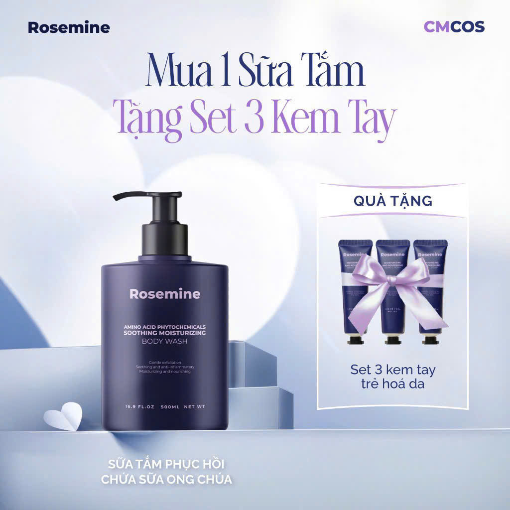 Sữa Tắm Amino Acid Dưỡng Ẩm Da, Giúp Da Mịn Màng Rosemine Phytochemicals Soothing Moistuzing Body Wash Hàn Quốc 500ml