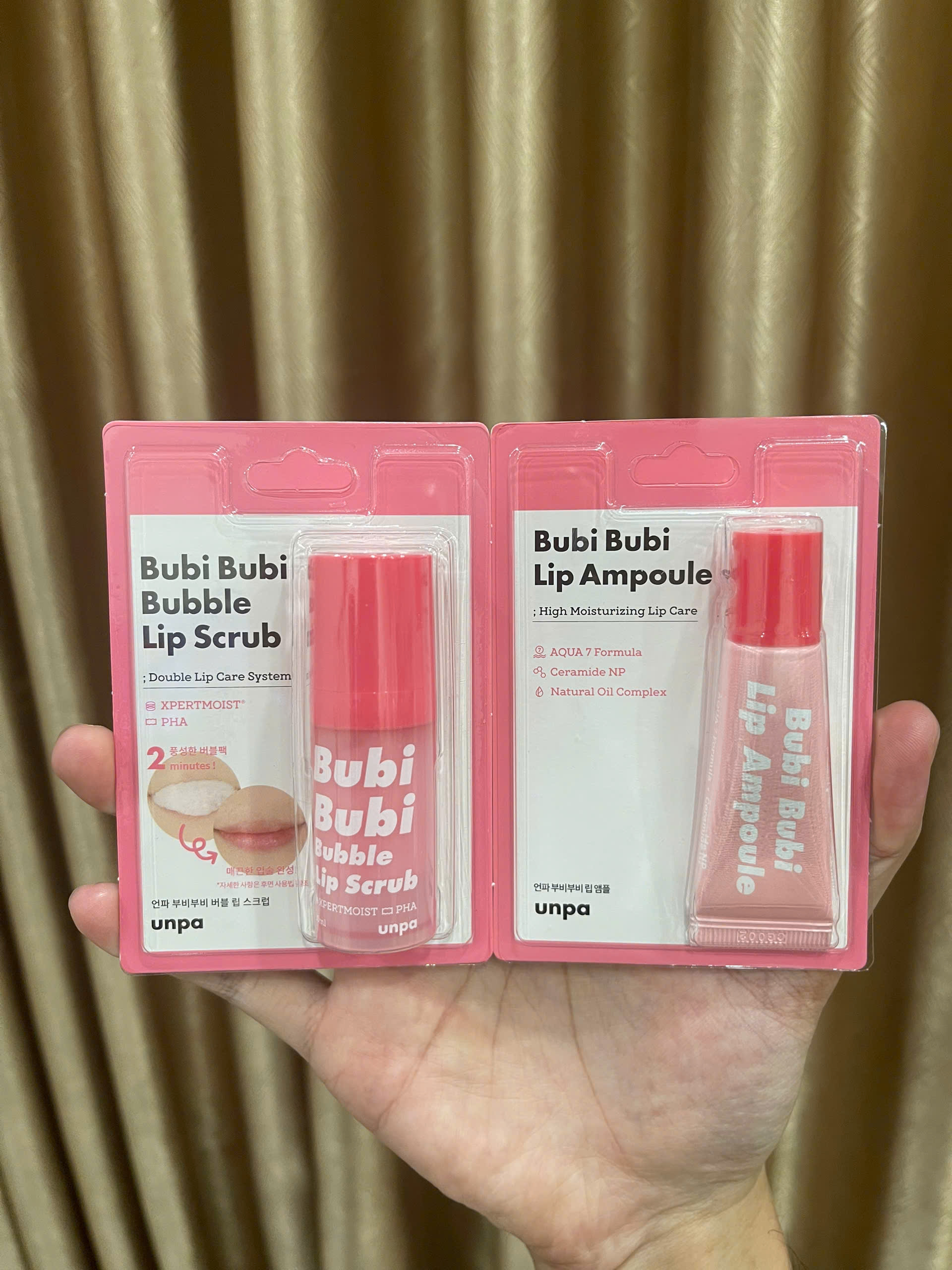 Tẩy Tế Bào Chết Môi & Son Dưỡng Môi Unpa Bubi Bubi Bubble Lip Scrub & Lip Ampule Hàn Quốc 10ml