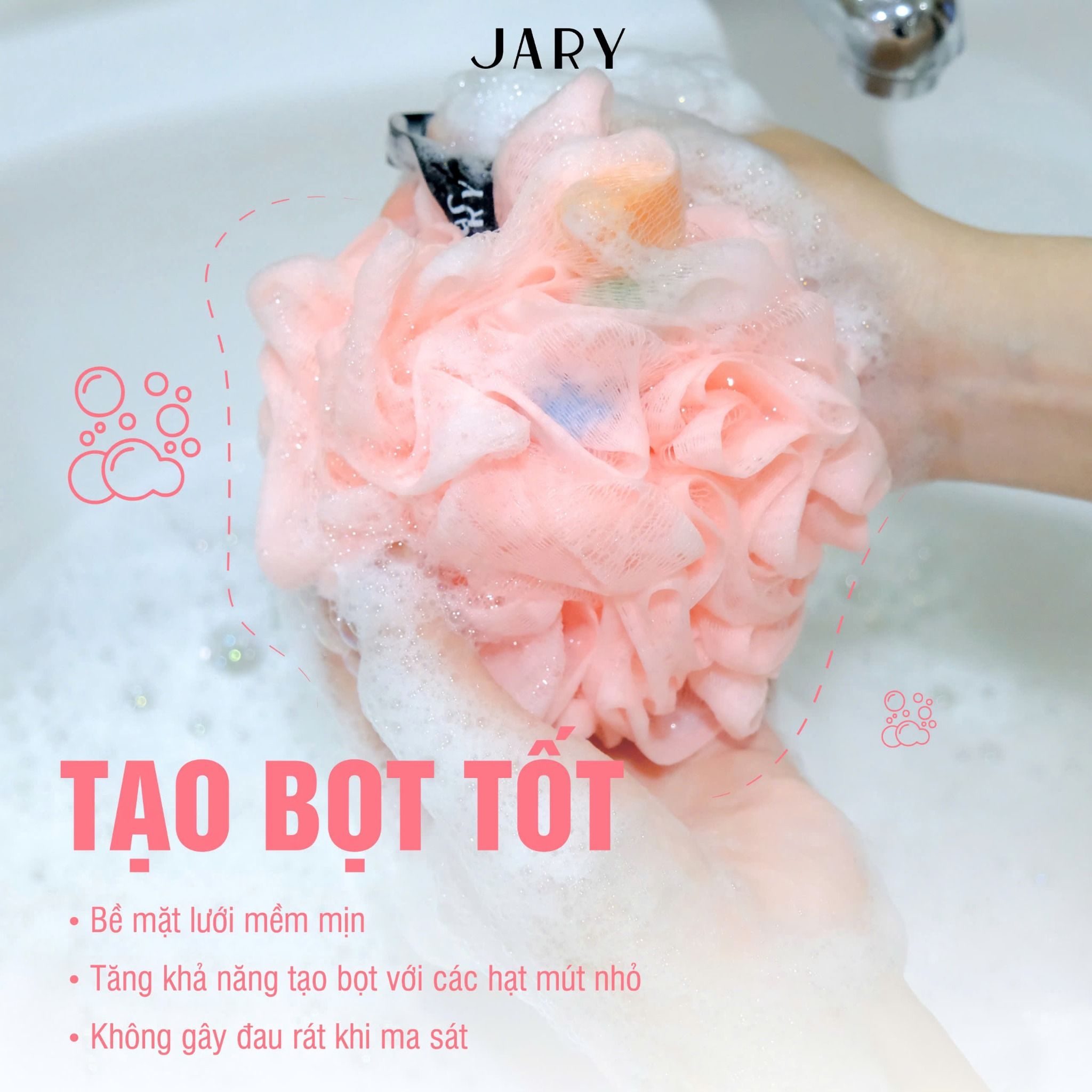 Bông tắm xơ mướp có mút Jary Loofah Bath Sponge 50g (Màu Ngẫu Nhiên) LYO