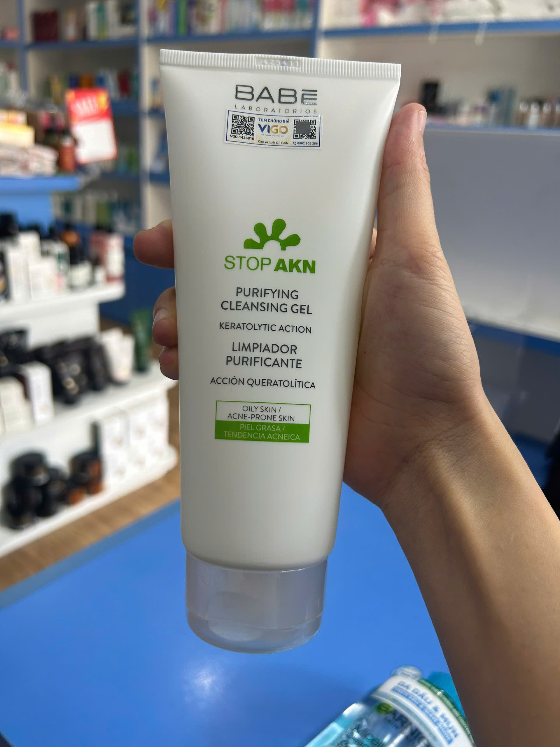 Sữa Rửa Mặt LABORATORIOS BABÉ Stop Akn Purifying Cleansing gel 200ml Cho Da Dầu Mụn