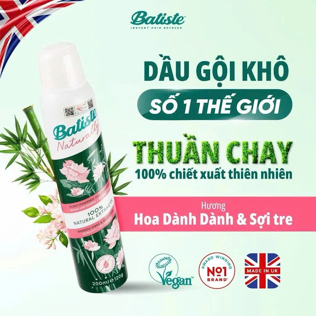 d37 - Dầu Gội Khô Batiste Dry Shampoo 200ml