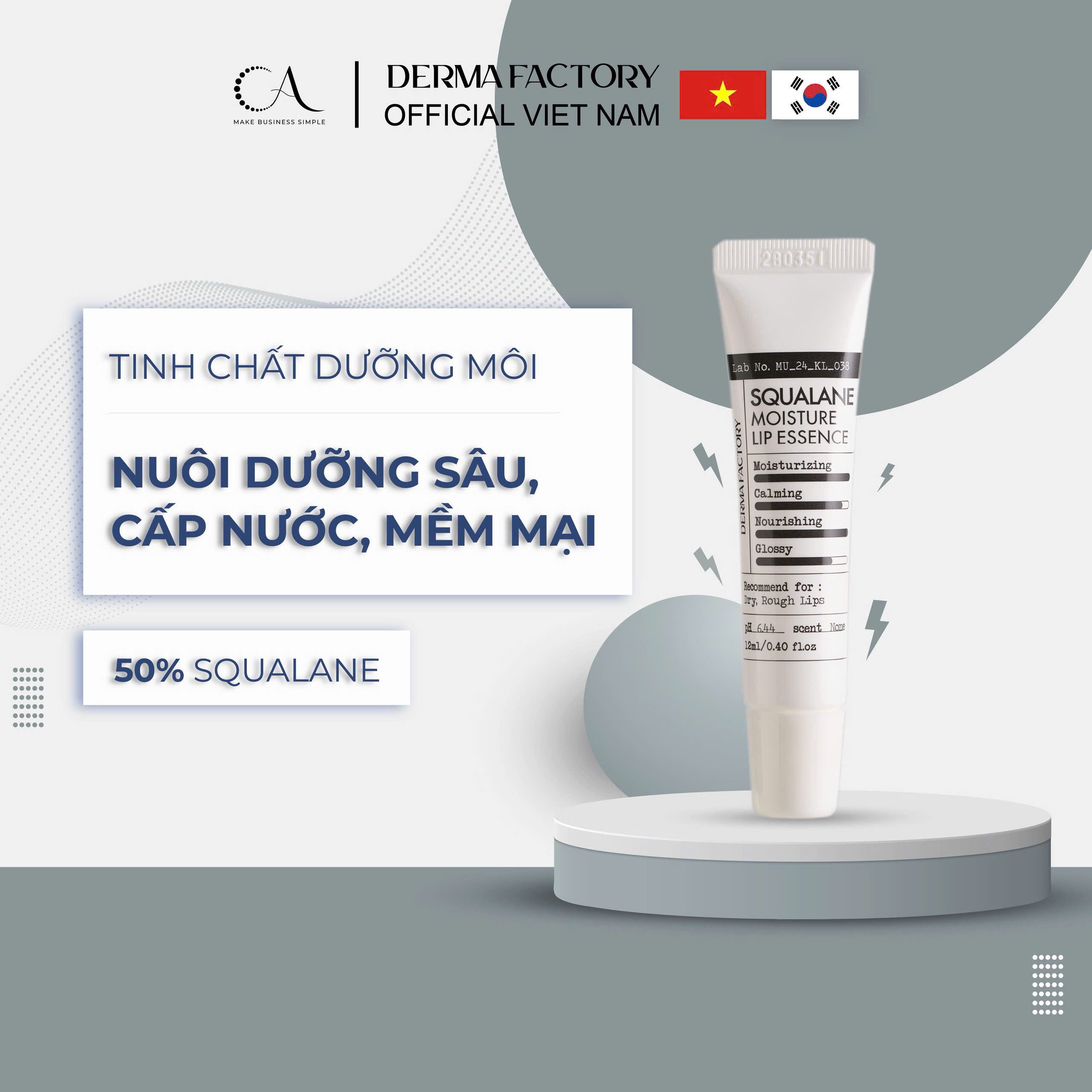f001 - Derma Factory - Tinh chất dưỡng môi Squalane Moisture Lip Essence 12ml