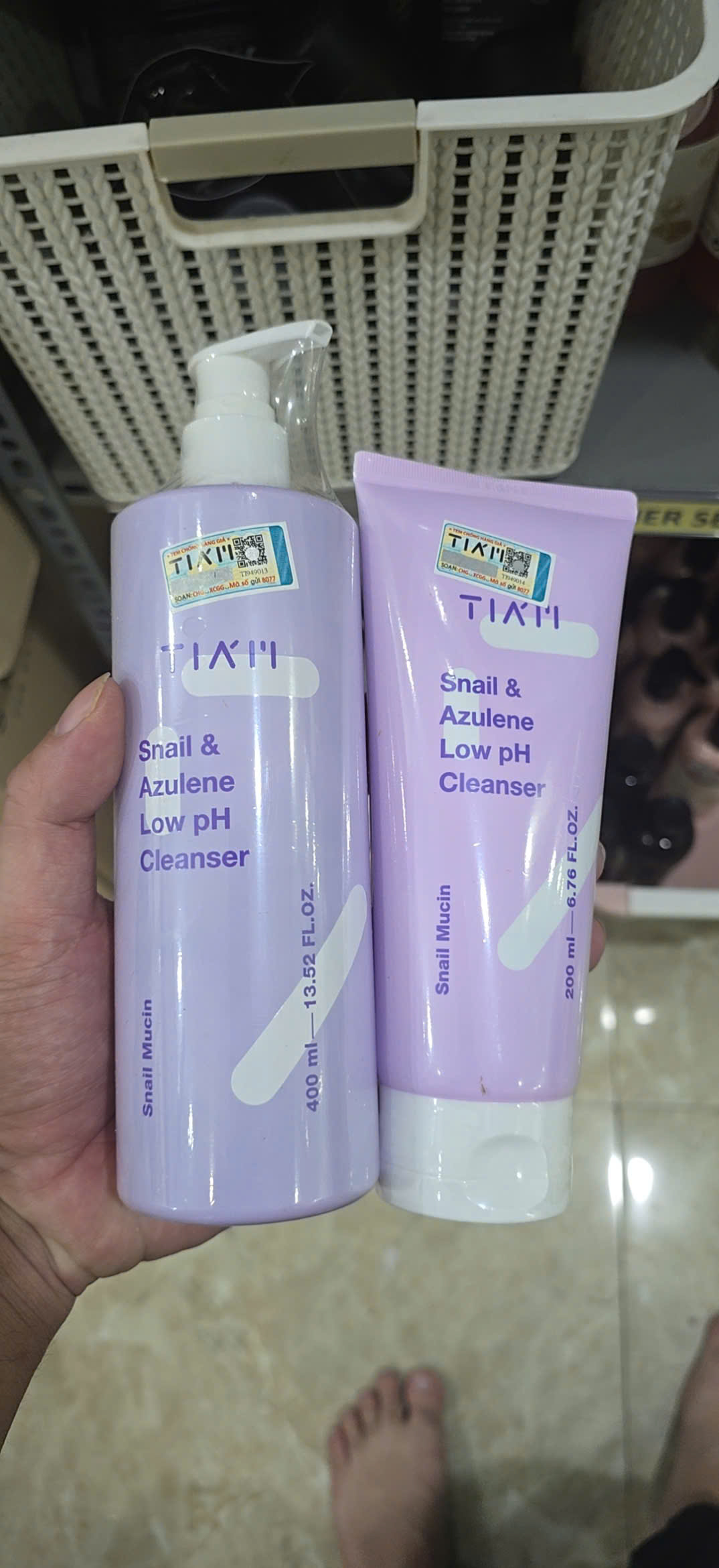 f053 - Tiam - Sữa rửa mặt dịch ốc sên Snail & Azulene Low PH Cleanser
