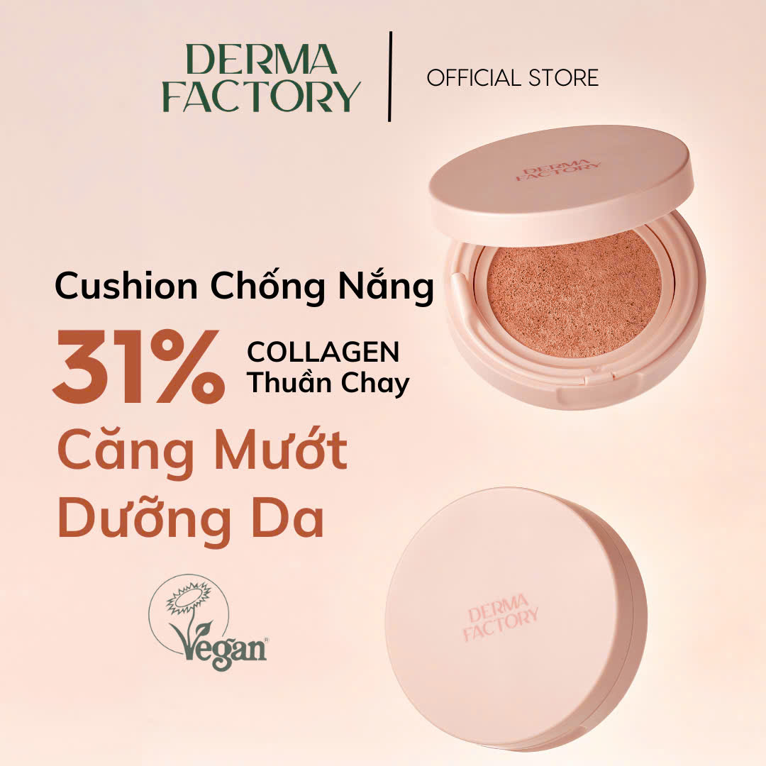 f059 - Phấn nước chống nắng thuần chay Derma Factory Vegan Collagen Cushion 15g LYO
