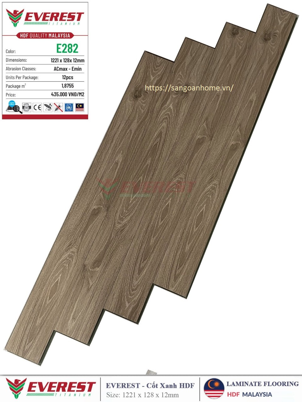 Sàn gỗ cốt xanh Everest - E282