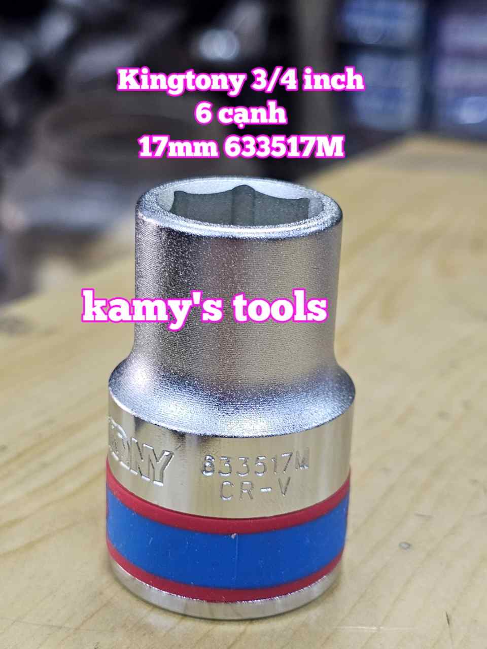 Đầu tuýp khẩu 3/4 inch 6 cạnh trắng Kingtony 17mm 18mm 19mm 20mm 21mm 633517M 633518M 633519M 633520M 633521M