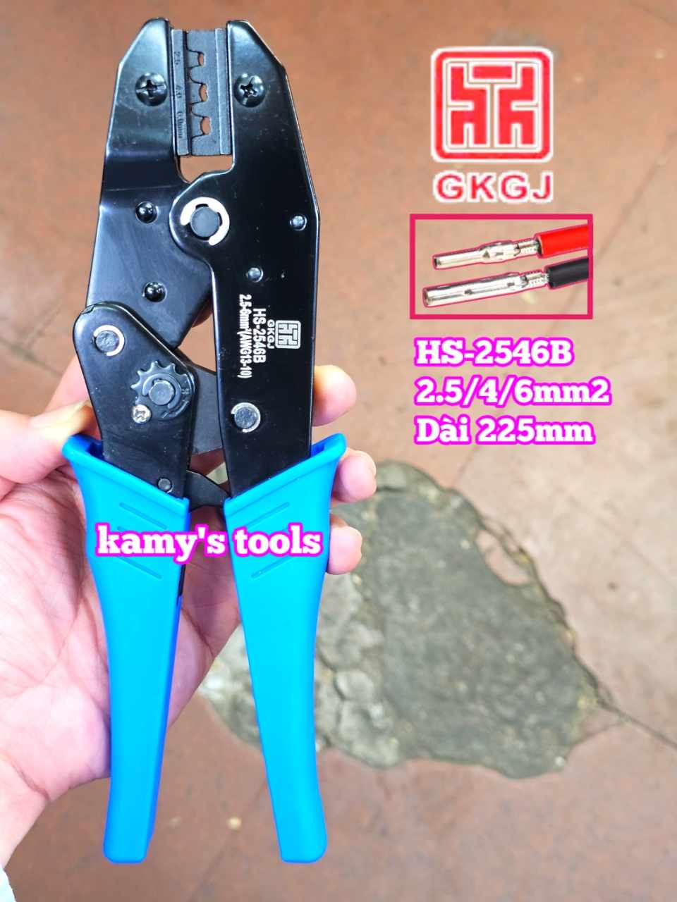 Kìm bấm cos năng lượng mặt trời MC4 2.5-4-6mm2 dài 9 inch 225mm GKGJ HS-2546B