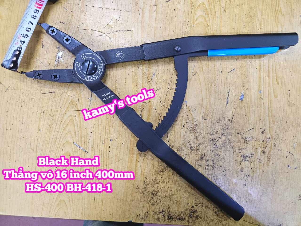 Kìm mở phe trong thẳng vô Black hand 16 inch dài 400mm HS-400 BH-418-1 mở phe đường kính 85-170mm