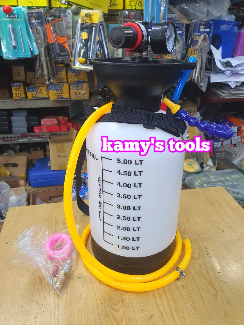 Bình bơm dầu cầu bơm dầu hộp số sàn số tự động khí nén 5 lít có van điều chỉnh áp suất