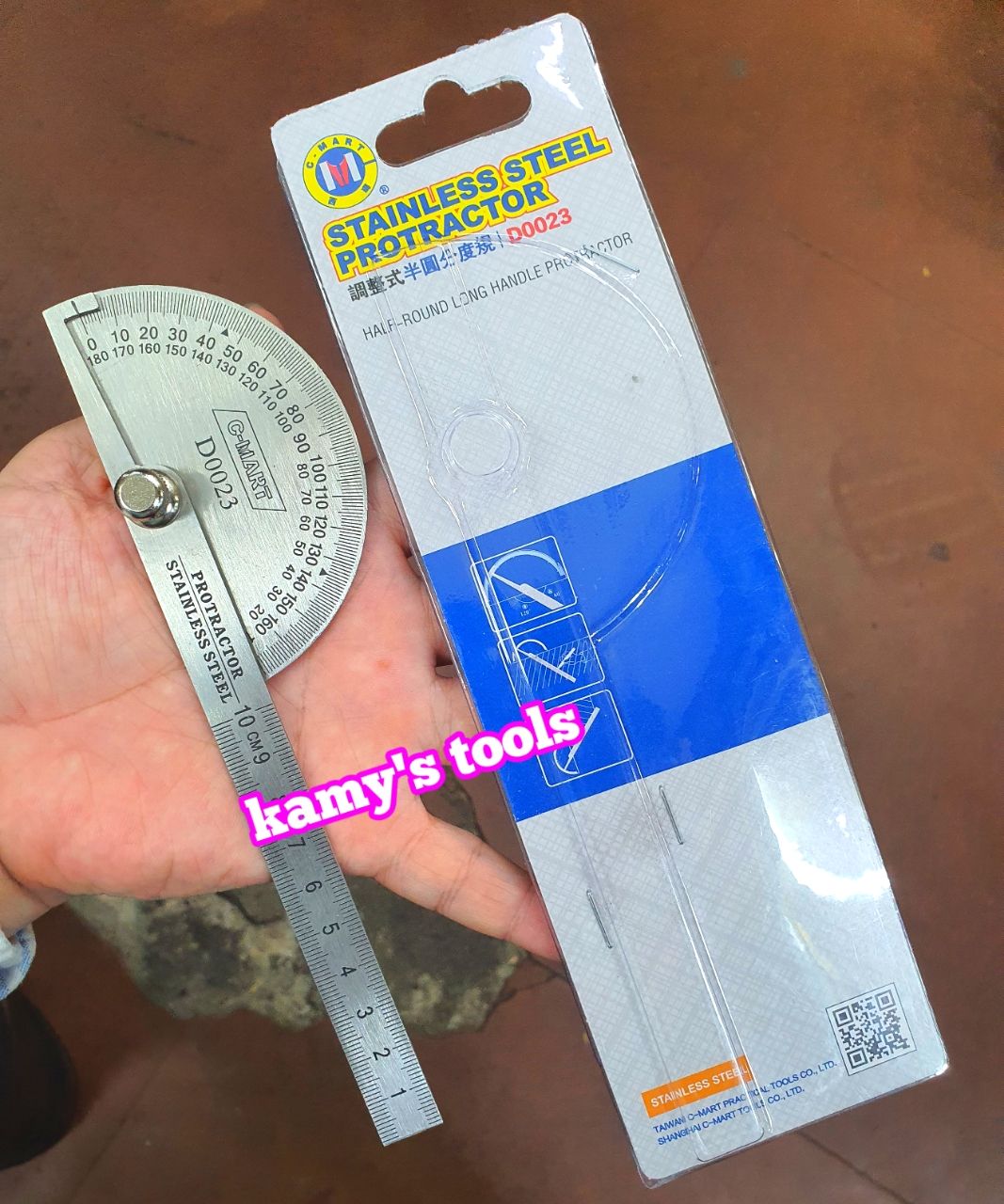 Thước đo góc 180 độ được làm từ thép không gỉ Cmart Model D0023 dài 100mm