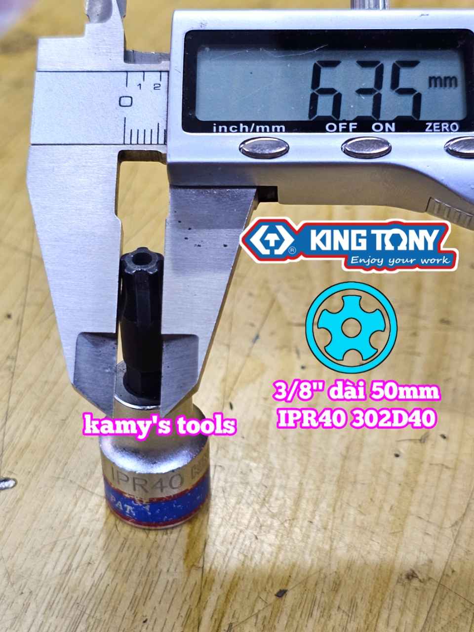 Đầu tuýp sao 5 cạnh Kingtony 3/8 inch IPR40 302D40- IPR45 302D45- IPR50 302D50- IPR55 302D55- IPR60 302D60
