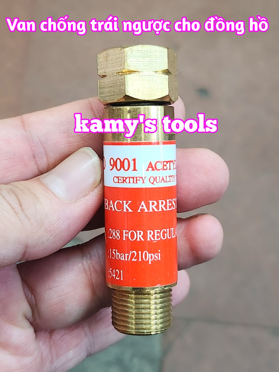 Van chống cháy ngược gắn cho đồng hồ Oxy và Gas hàn cắt gió đá ren 17mm kamytools (bán lẻ 1 cái)