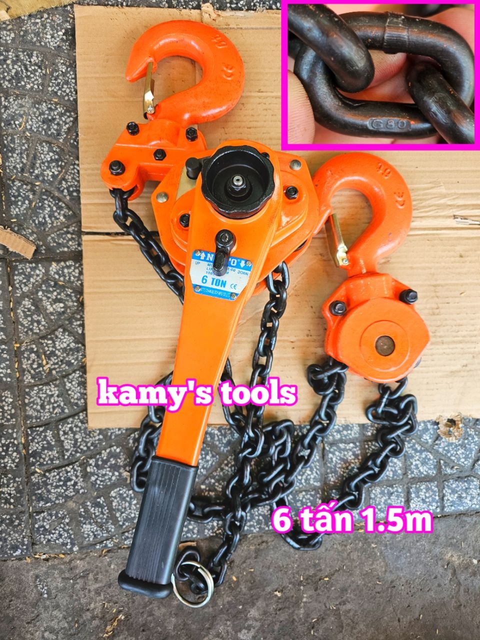 Pa lăng xích lắc tay Nitto 6 tấn 1.5m (1.5 mét) VR-60 xích đôi chuẩn G80 cao cấp