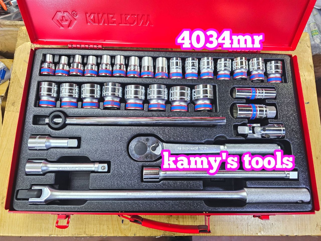 4034MR bộ tuýp 1/2 inch 12 cạnh Kingtony 33 chi tiết hệ mét 8mm-30mm