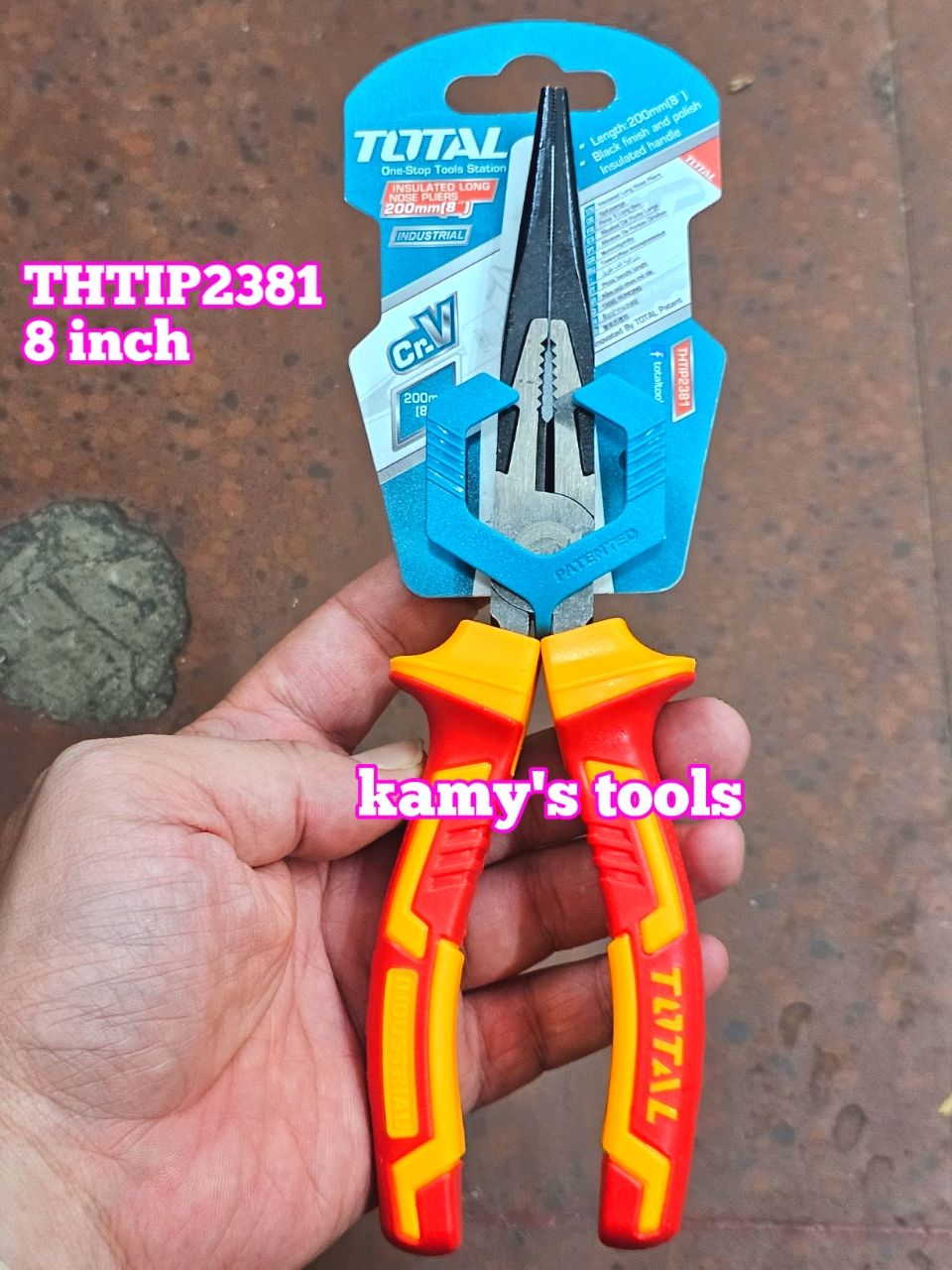 Kìm nhọn cách điện 1000v Total THTIP2381 dài 8 inch 200mm