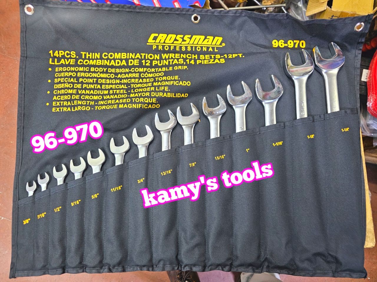 96-970 Bộ cờ lê vòng miệng hệ inch 14 chi tiết Crossman 3/8-1 1/4 inch