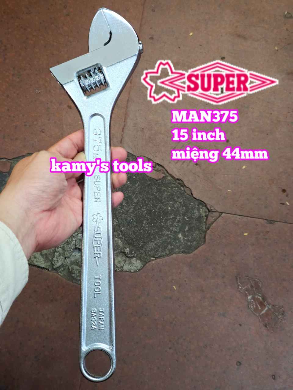 Mỏ lết miệng 15 inch 375mm Supertool model MAN375 mở miệng 44mm