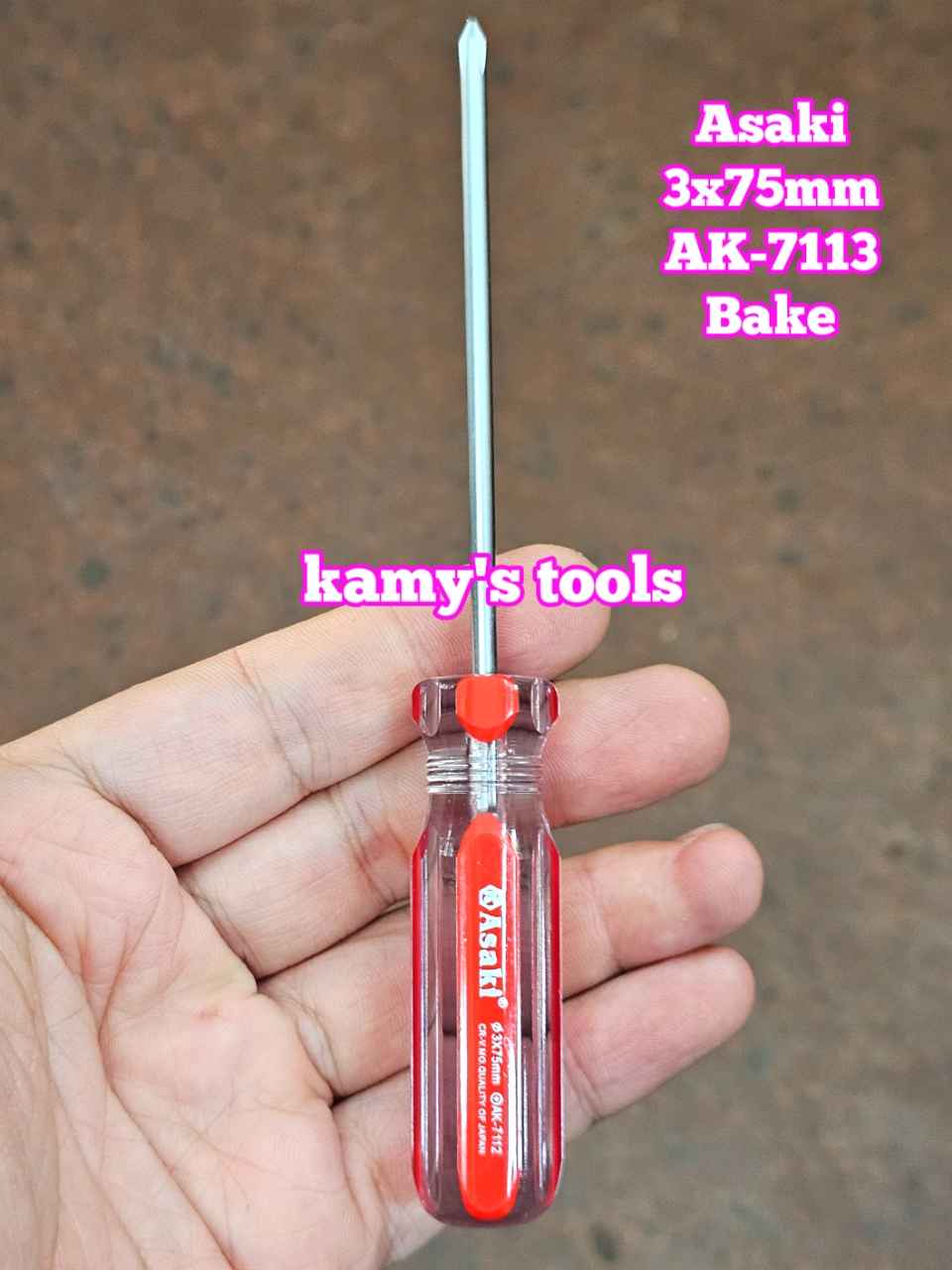 Tua vít 3x75mm Asaki 3mm dài 75mm bake AK-7112 và dẹp AK-7113