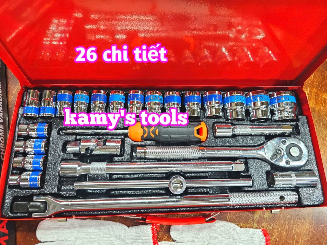 Bộ tuýp đầu khẩu 26 tiết 1/2 inch lục giác 8-32mm Hitman