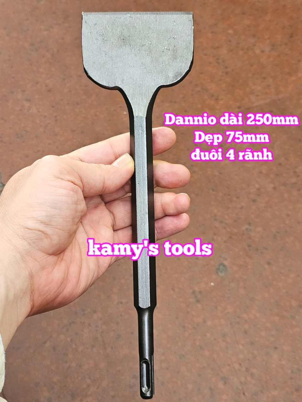 Mũi đục bê tông dẹp bản 75mm đuôi gài dài 250mm Dannio