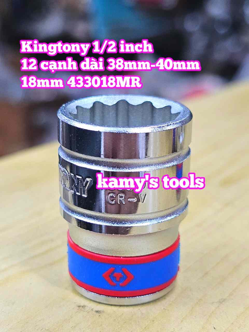 Đầu tuýp 1/2 inch Kingtony 12 cạnh 18mm 19mm 20mm 21mm 22mm 23mm 433018MR 433019MR 433020MR 433021MR 433022MR 433023MR