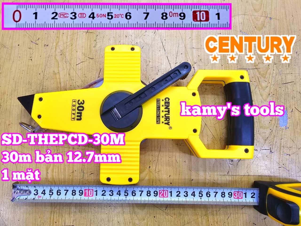 Thước cuộn thép thước kéo có tay cầm 30m Century SD-THEPCD-30M