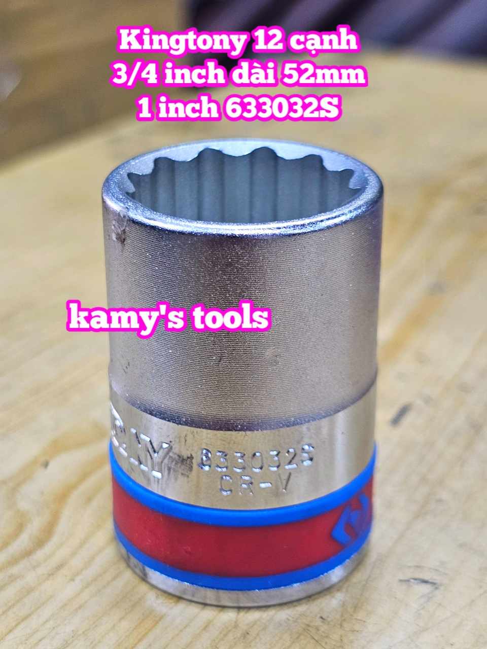 Đầu tuýp trắng 3/4 inch Kingtony 12 cạnh 1” 1-1/16” 1-1/8” 1-3/16” 1-1/4” inch 633032S 633034S 633036S 633038S 633040S