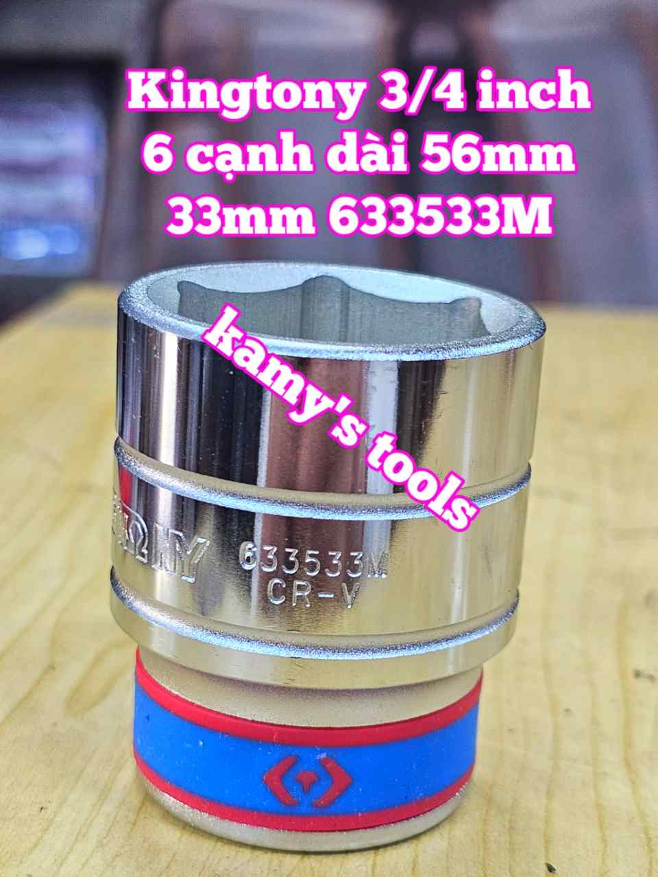 Đầu tuýp khẩu 3/4 inch 6 cạnh trắng Kingtony 33mm 34mm 35mm 36mm 38mm 633533M 633534M 633535M 633536M 633538M