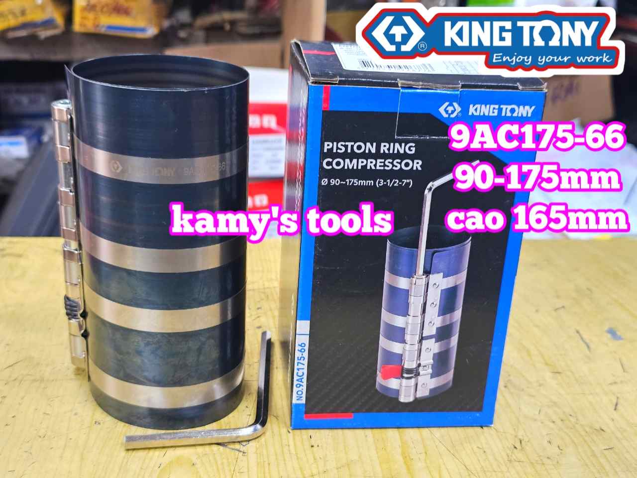 Cảo vô bạc xéc măng ép piston Kingtony 9AC175-66 cao 165mm mở 90-175mm