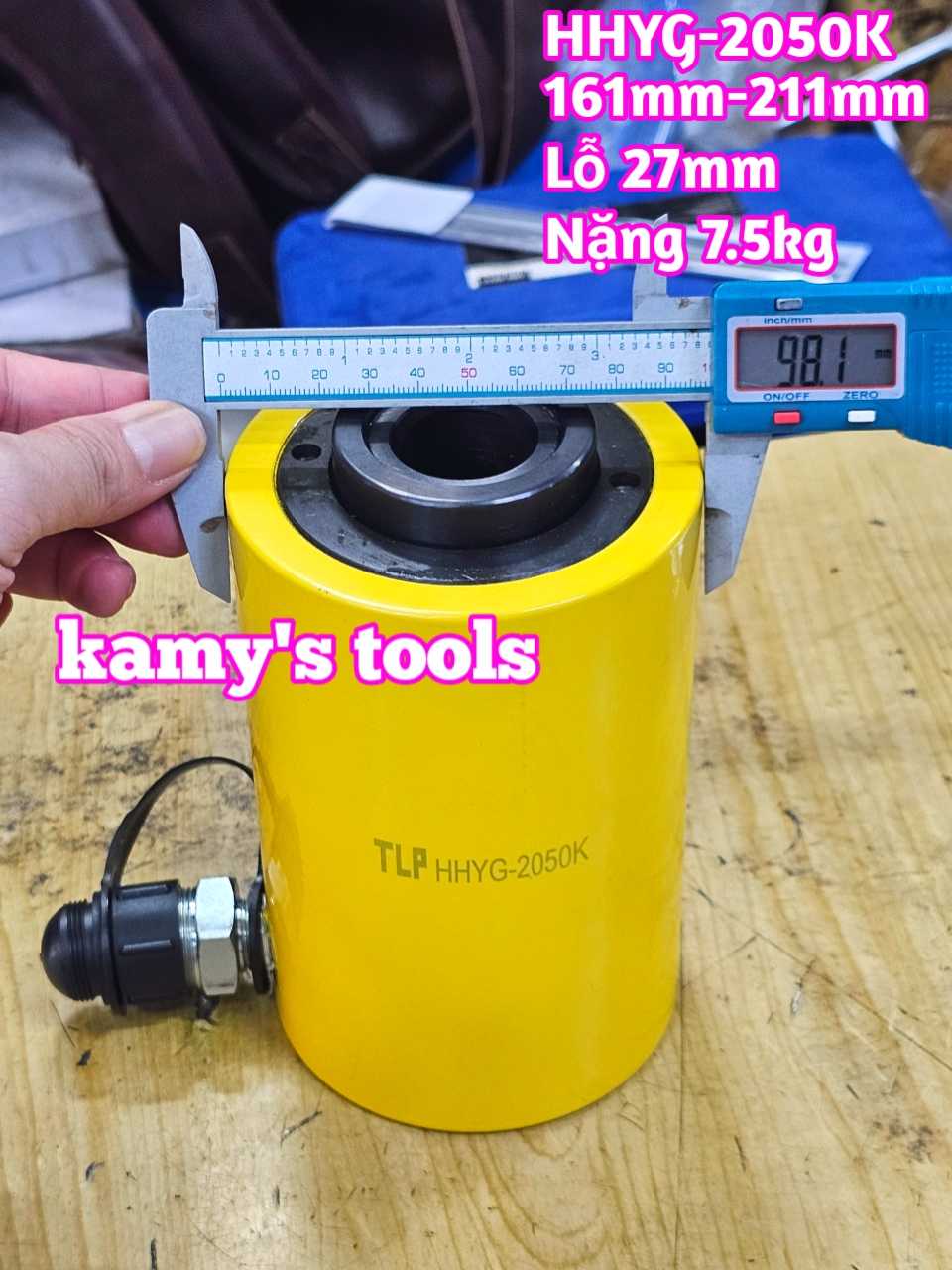 HHYG-2050K Kích thủy lực có lỗ rỗng tâm TLP 20 tấn hành trình 50mm lỗ 27mm 161mm-211mm