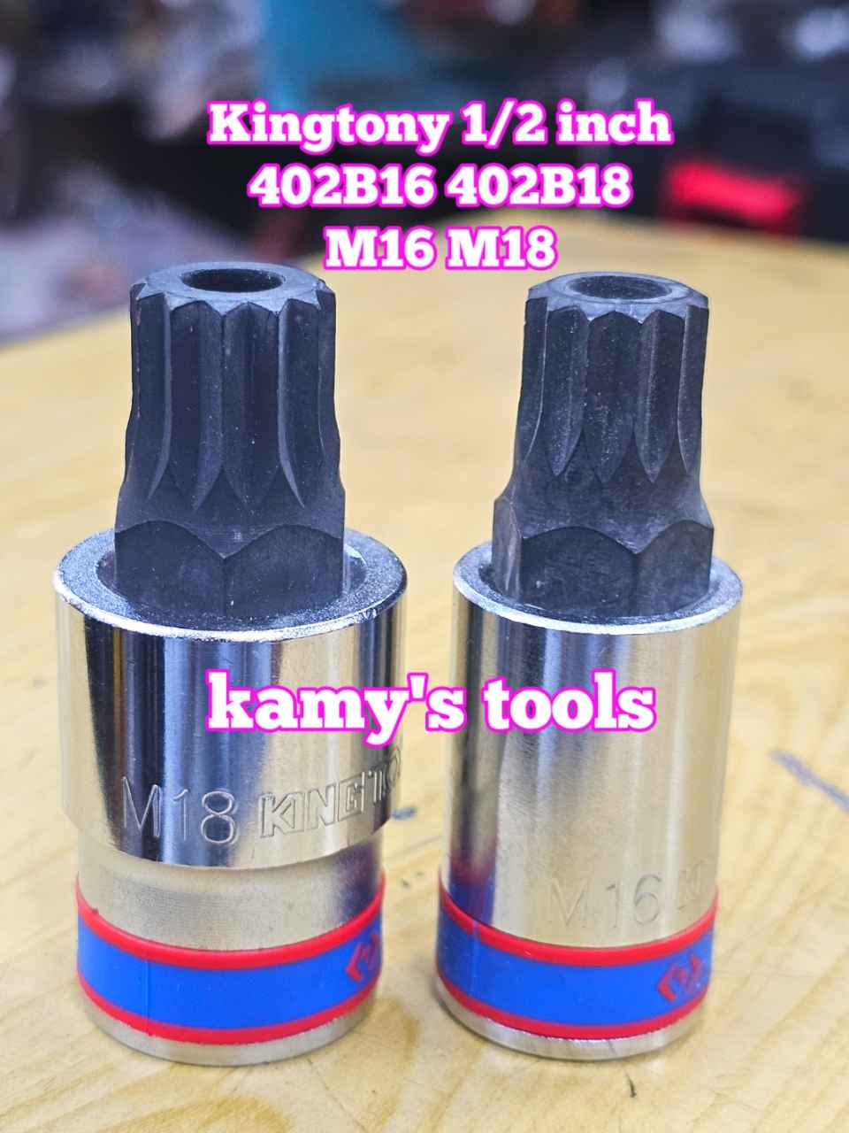 Đầu tuýp lú đầu sao 12 cạnh 1/2 inch Kingtony dài 66mm M16 M18 model 402B16 402B18