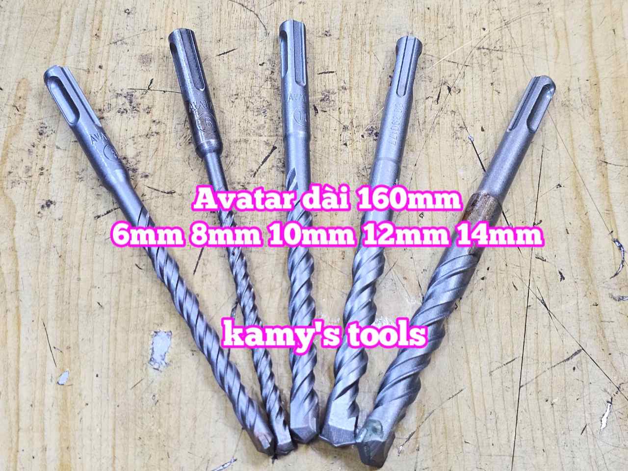 Mũi khoan bê tông đuôi gài 4 rãnh Avatar 6mm 8mm 10mm 12mm 14mm 16mm dài 160mm