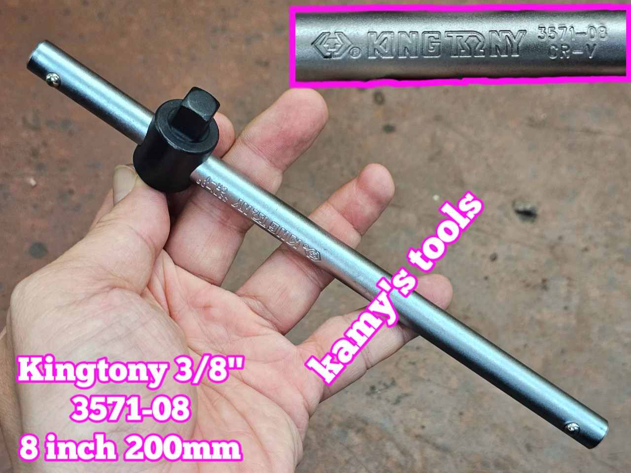Cần tuýp siết đầu trượt 3/8 inch kingtony model 3571-08 dài 200mm